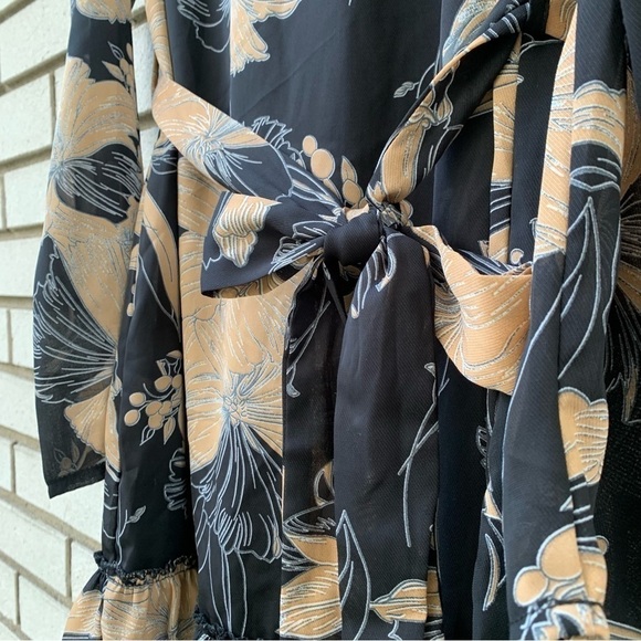 ASOS Parisian Floral Print Ruffle Hem Skater Dress With Tie Waist Belt - Picture 4 of 10